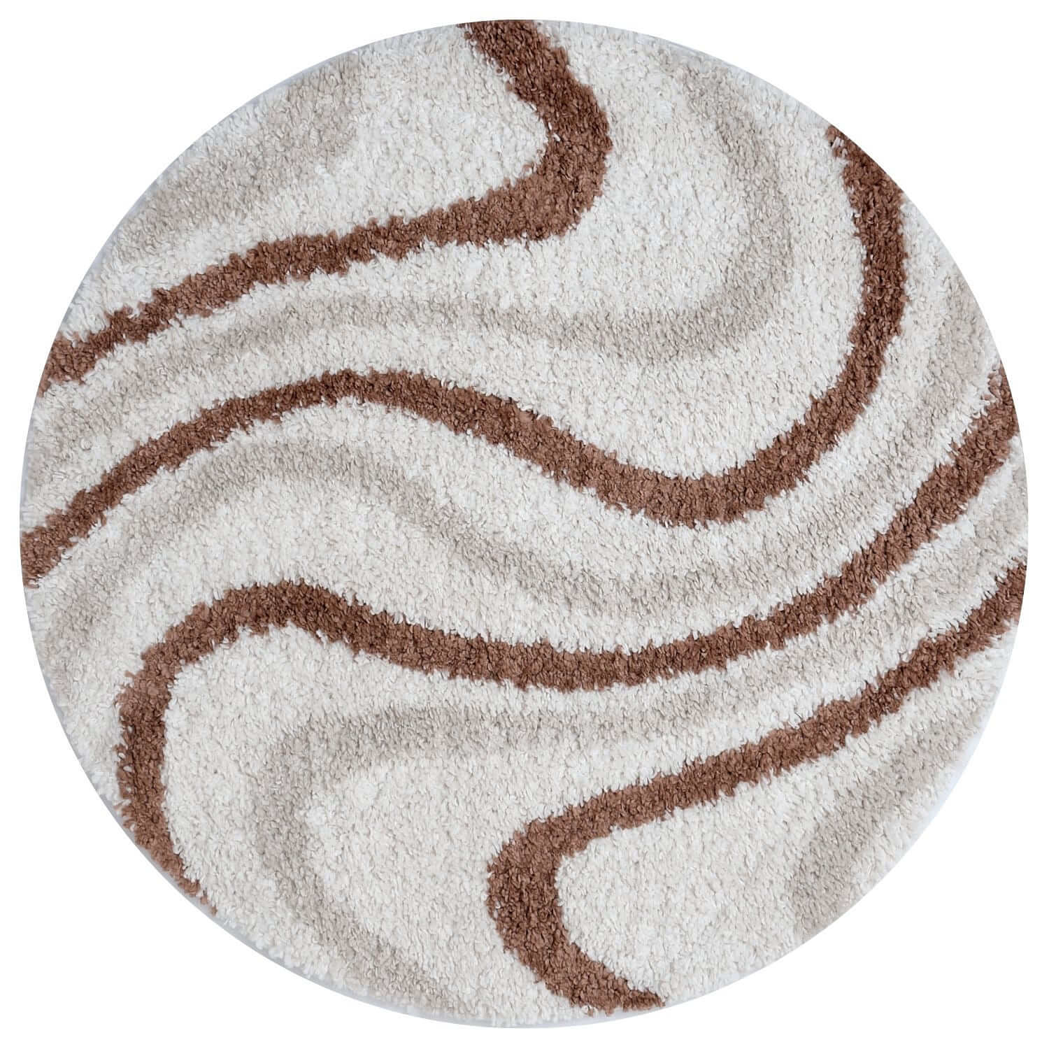 Moodi Shaggy Cream/Brown Rug, Striped design, soft pile | THE RUGS