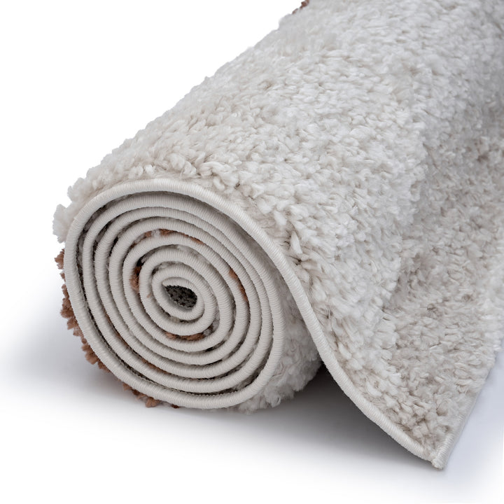 Moodi Shaggy Cream/Brown Rug, Striped design, soft pile | THE RUGS