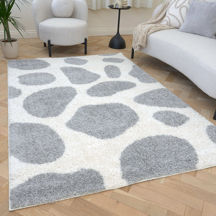 Moodi Shaggy Grey Rug, Underfloor heating, soft pile | THE RUGS