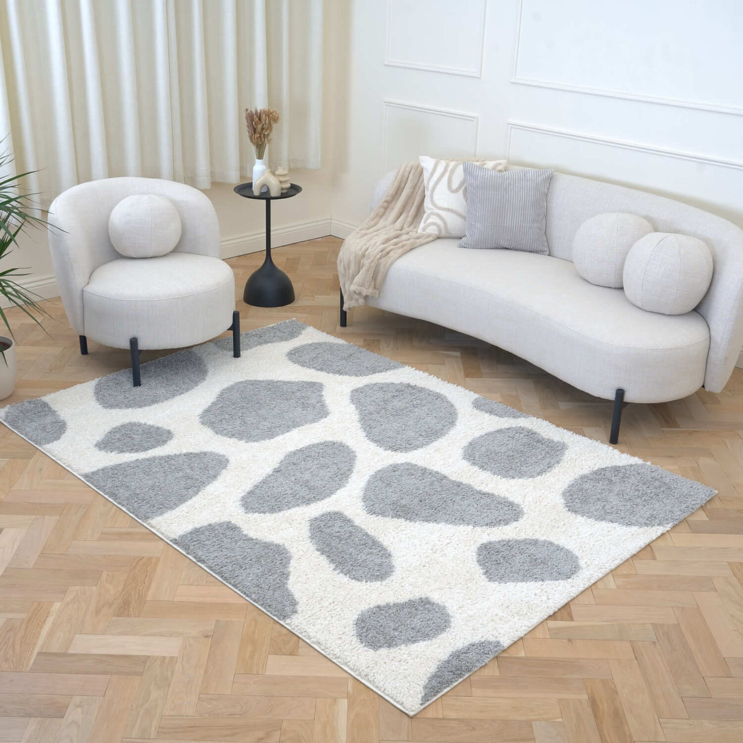 Moodi Shaggy Grey Rug, Underfloor heating, soft pile | THE RUGS