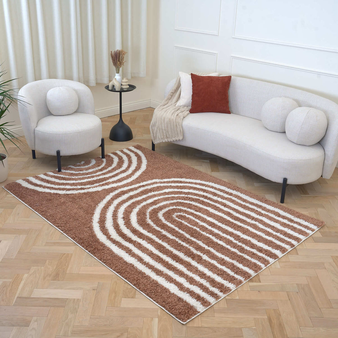 Moodi Shaggy Brown Rug, 30 mm soft durable pile, underfloor heating | THE RUGS