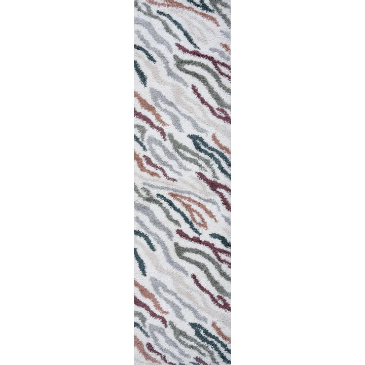 Moodi Shaggy Multicolour Rug, abstract design, 30 mm plush pile| THE RUGS