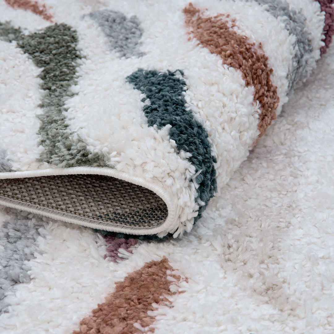 Moodi Shaggy Multicolour Rug, abstract design, 30 mm plush pile| THE RUGS