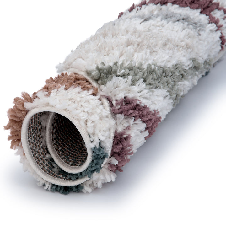 Moodi Shaggy Multicolour Rug, abstract design, 30 mm plush pile| THE RUGS