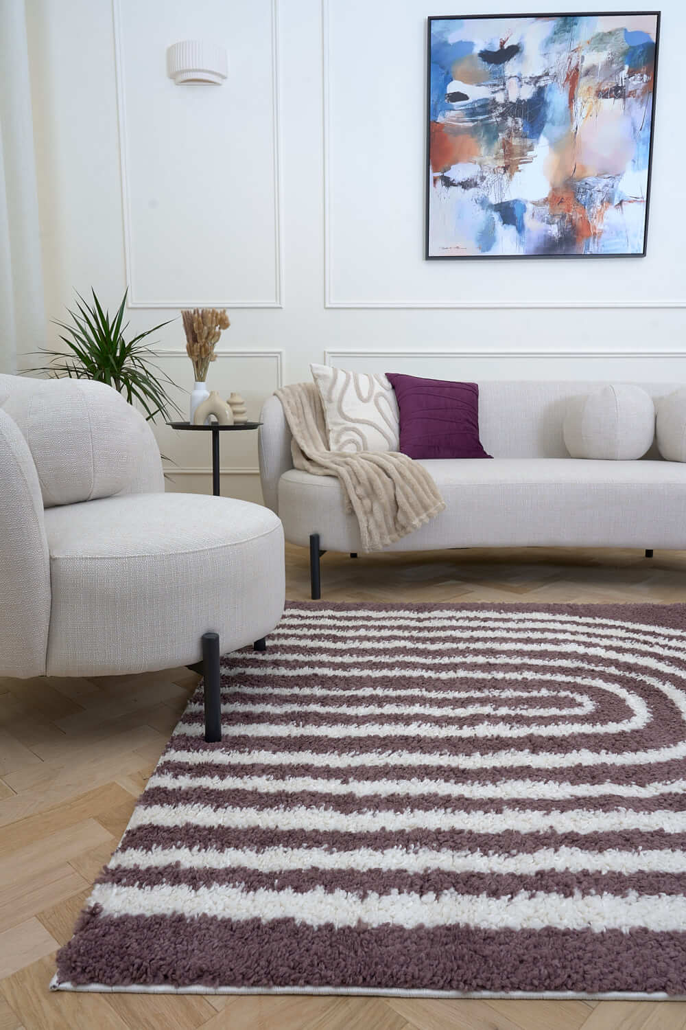 Moodi Shaggy Purple Rug, 30 mm soft & durable pile, warmth underfoot, scandinavian design | THE RUGS