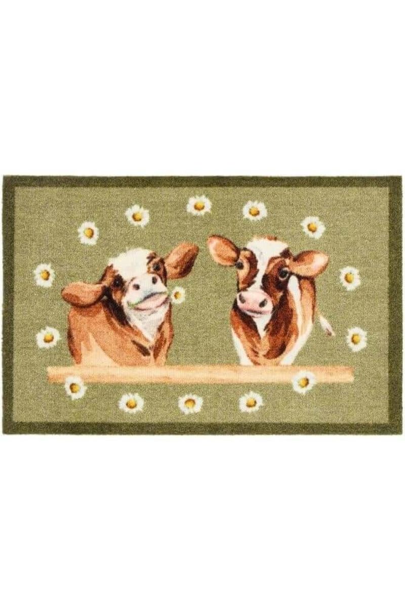 Animal-Themed Daisy Cow Washable Mat and Runner
