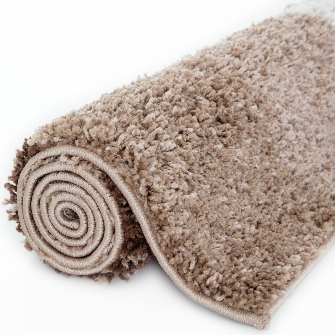 Shaggy Rug Geometric Design Brown