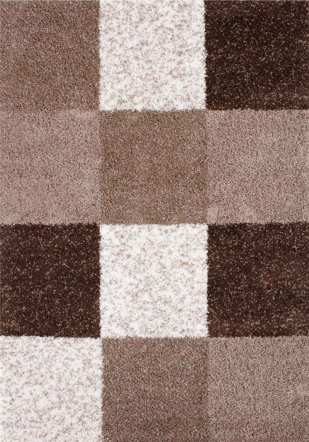 Shaggy Rug Geometric Design Brown
