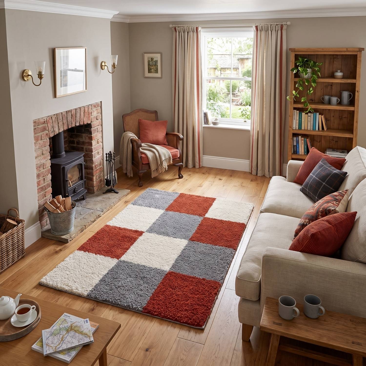 Myshaggy Geometric Terra Rug, easy care rug.