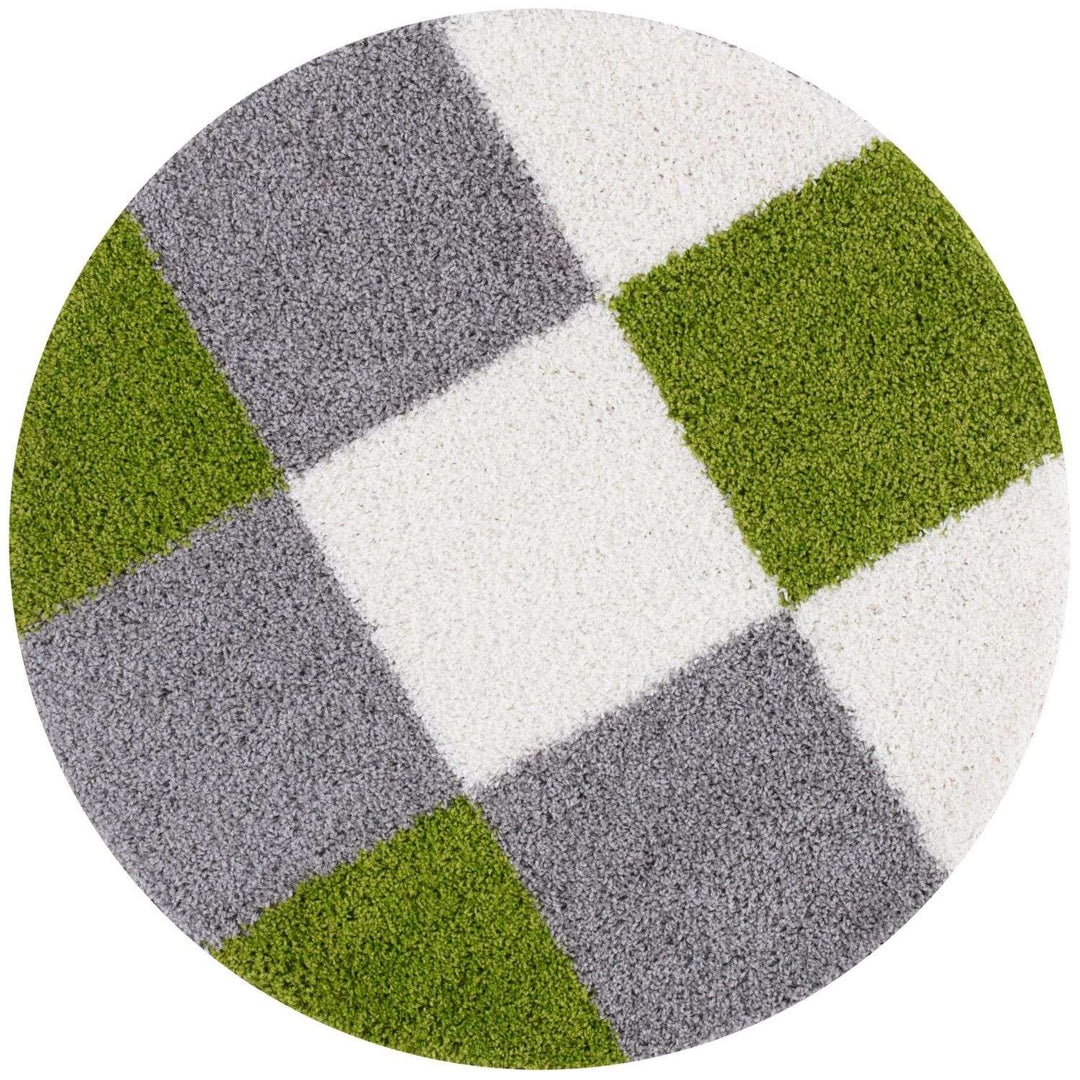 Geometric Design Thick Shaggy Area Rugs Green