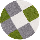 Geometric Design Thick Shaggy Area Rugs Green