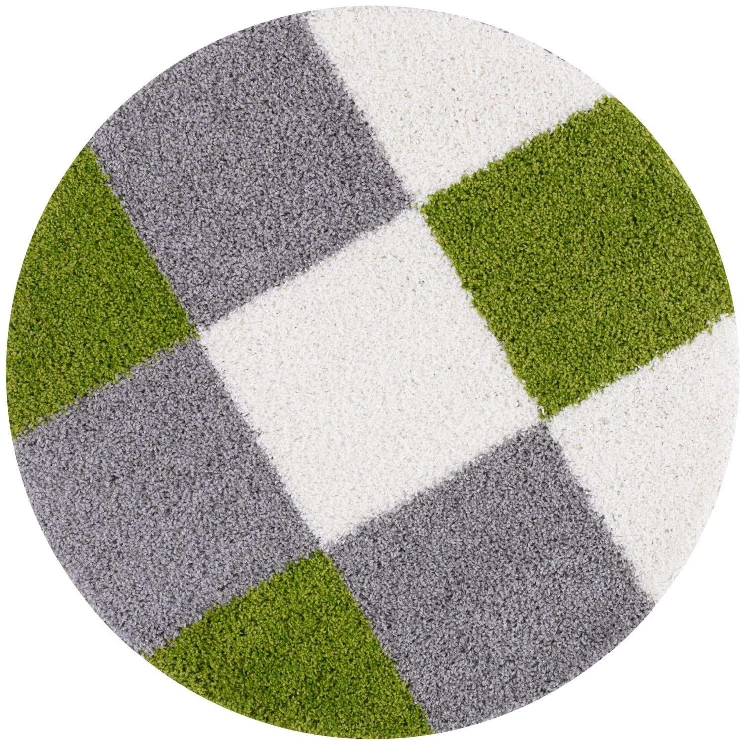 Geometric Design Thick Shaggy Area Rugs Green