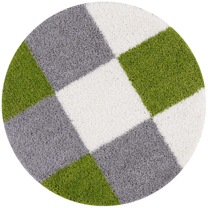 Geometric Design Thick Shaggy Area Rugs Green