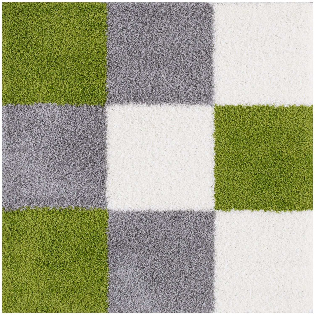 Geometric Design Thick Shaggy Area Rugs Green
