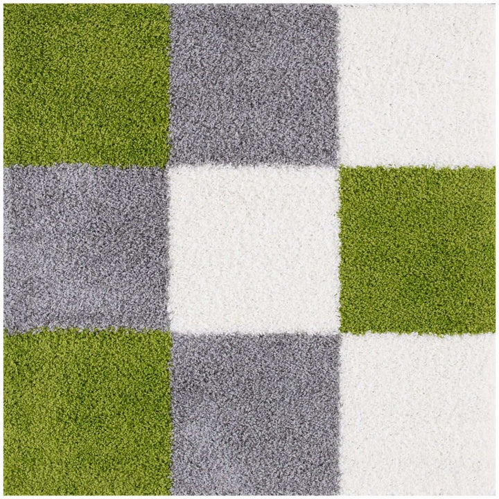 Geometric Design Thick Shaggy Area Rugs Green
