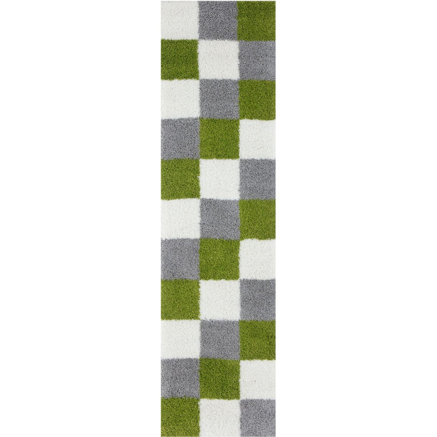 Geometric Design Thick Shaggy Area Rugs Green