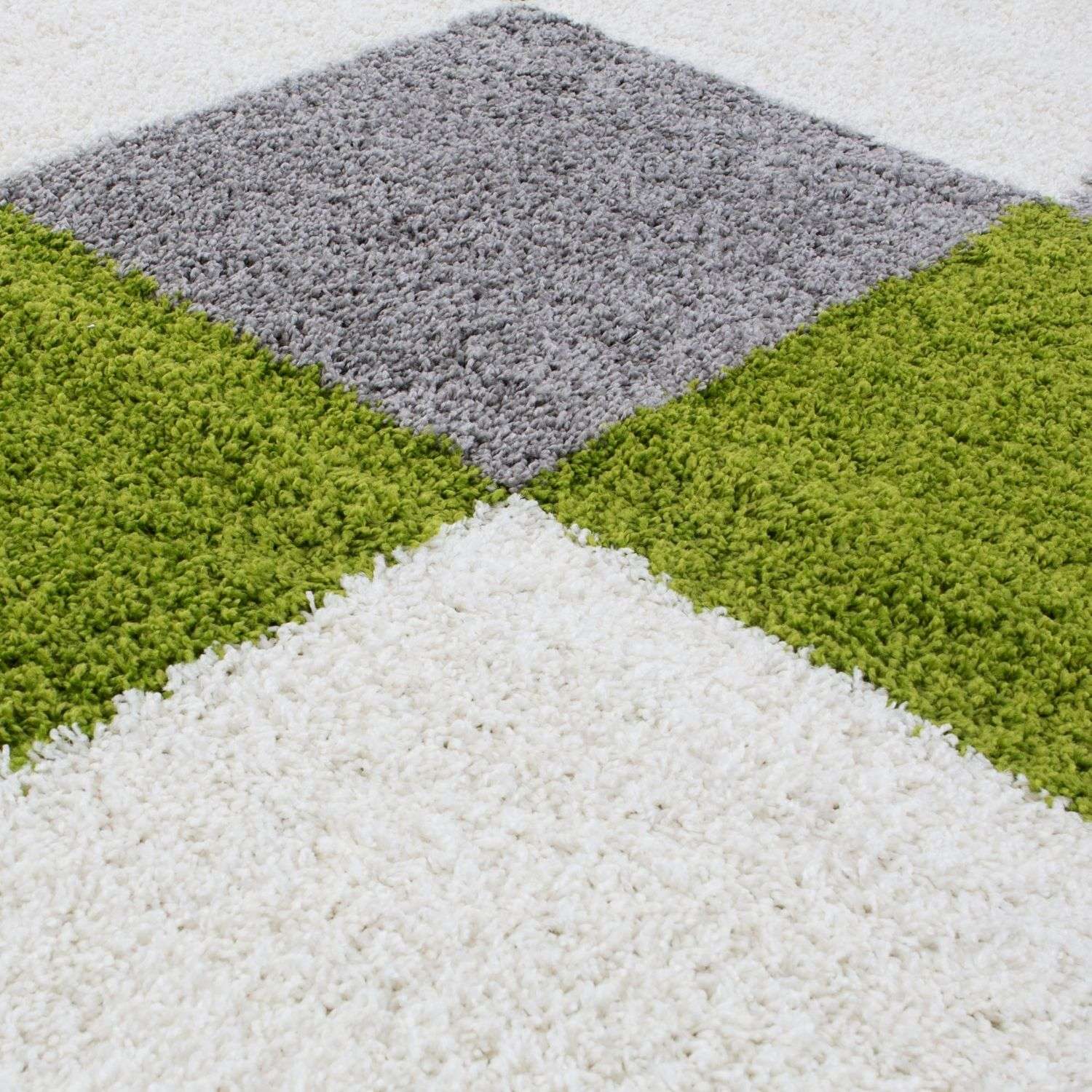 Geometric Design Thick Shaggy Area Rugs Green