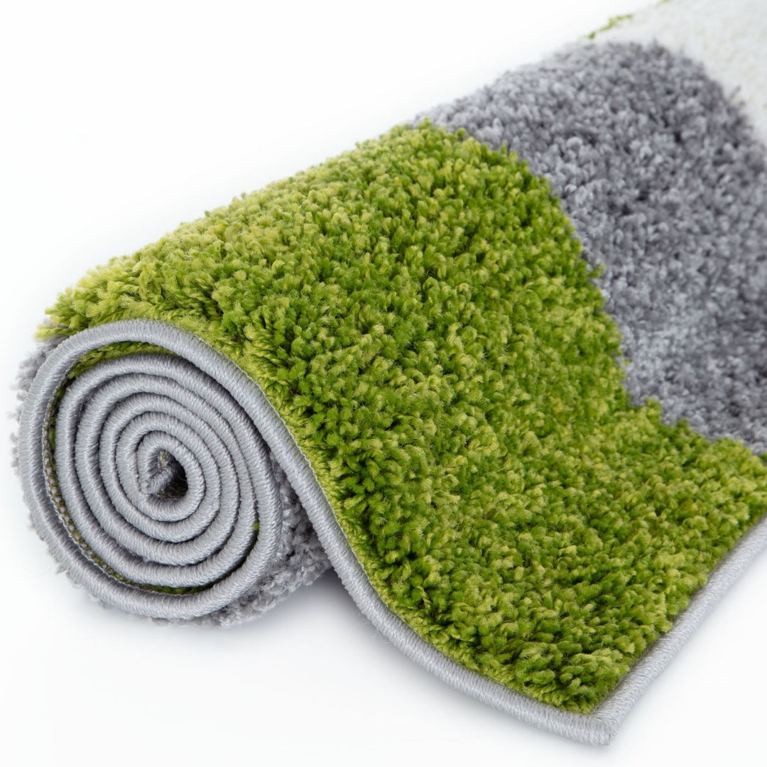 Geometric Design Thick Shaggy Area Rugs Green