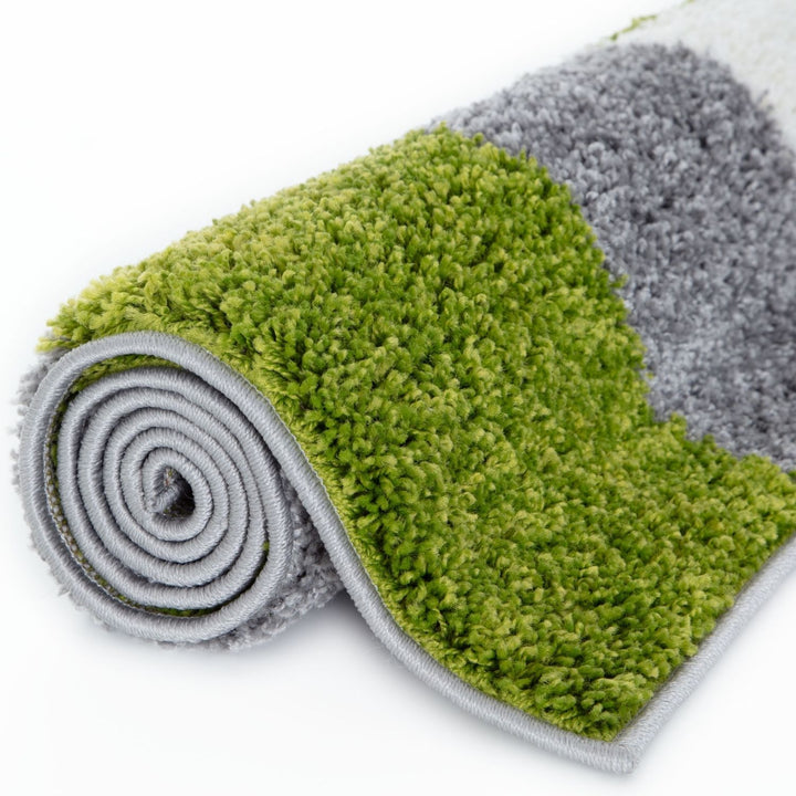 Geometric Design Thick Shaggy Area Rugs Green
