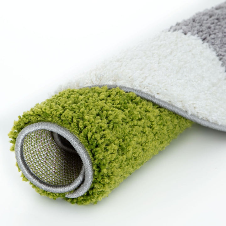 Geometric Design Thick Shaggy Area Rugs Green