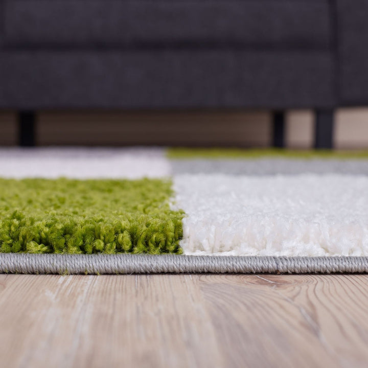 Geometric Design Thick Shaggy Area Rugs Green