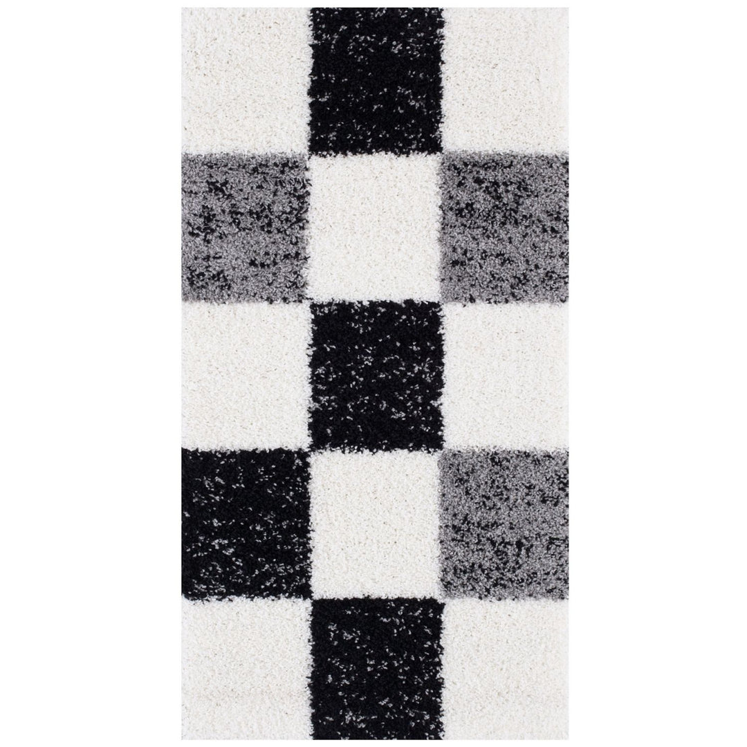 Geometric Design Thick Shaggy Area Rugs Grey