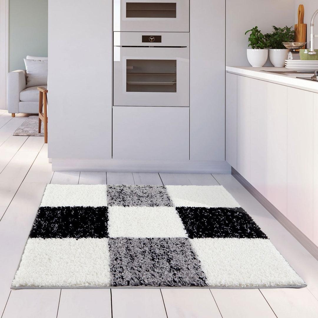 Geometric Design Thick Shaggy Area Rugs Grey