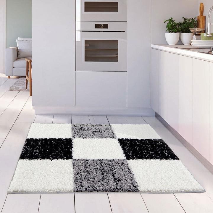 Geometric Design Thick Shaggy Area Rugs Grey