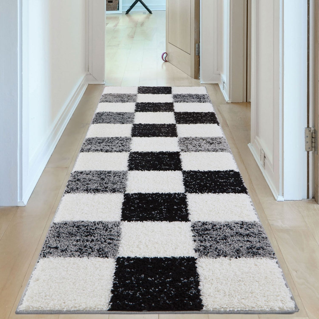 Geometric Design Thick Shaggy Area Rugs Grey