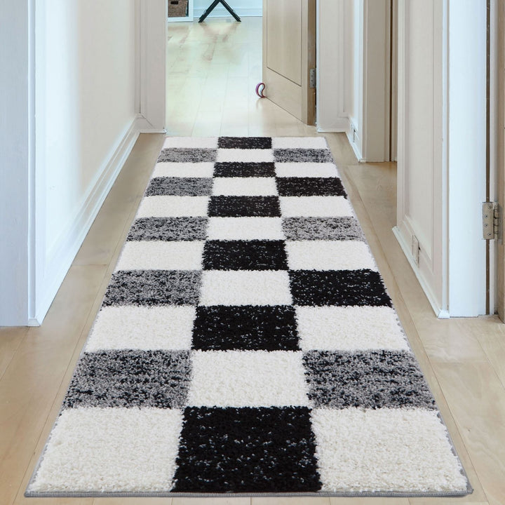 Geometric Design Thick Shaggy Area Rugs Grey