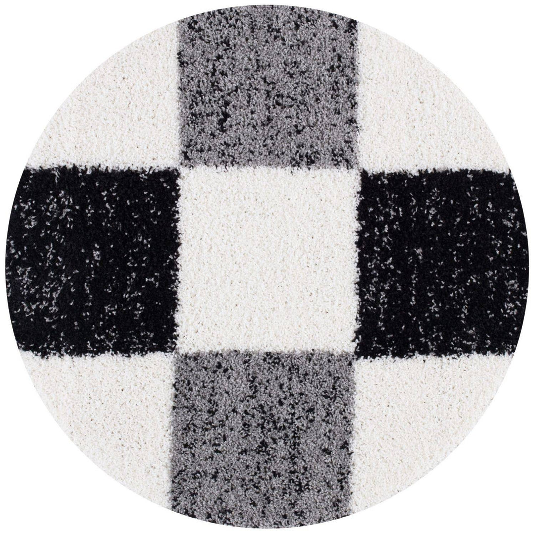 Geometric Design Thick Shaggy Area Rugs Grey