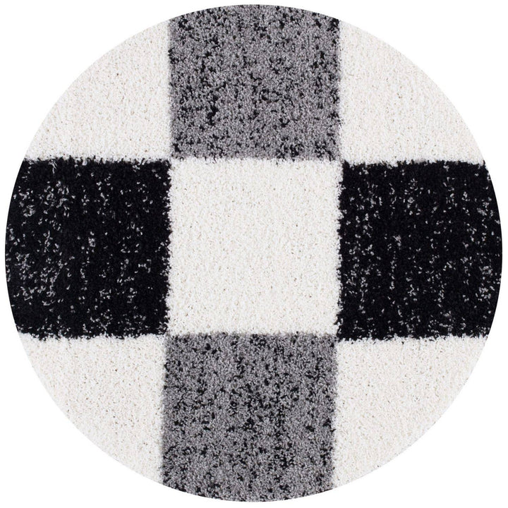 Geometric Design Thick Shaggy Area Rugs Grey