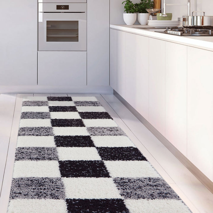 Geometric Design Thick Shaggy Area Rugs Grey