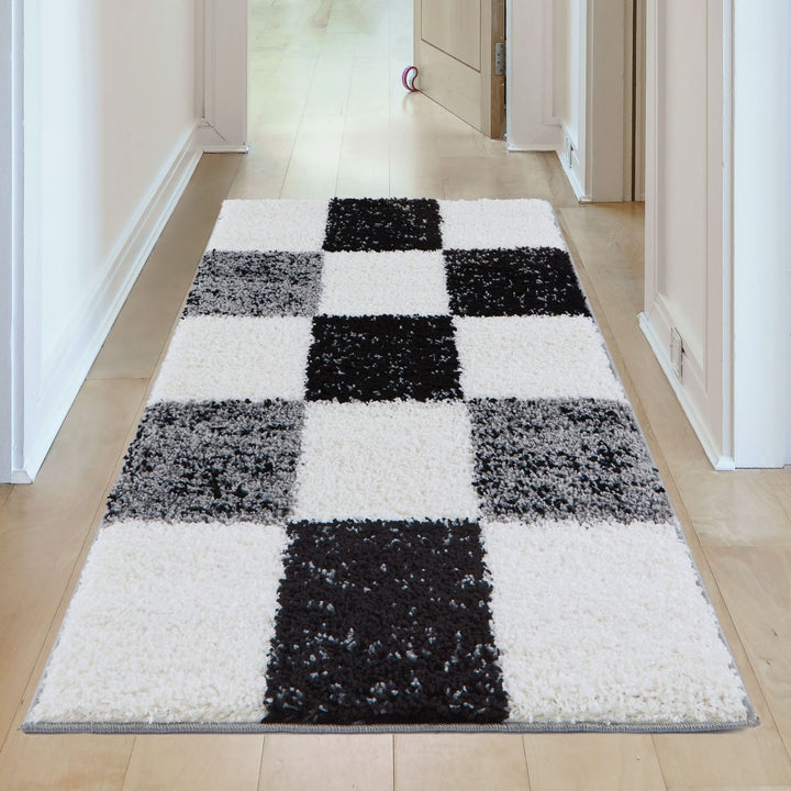 Geometric Design Thick Shaggy Area Rugs Grey