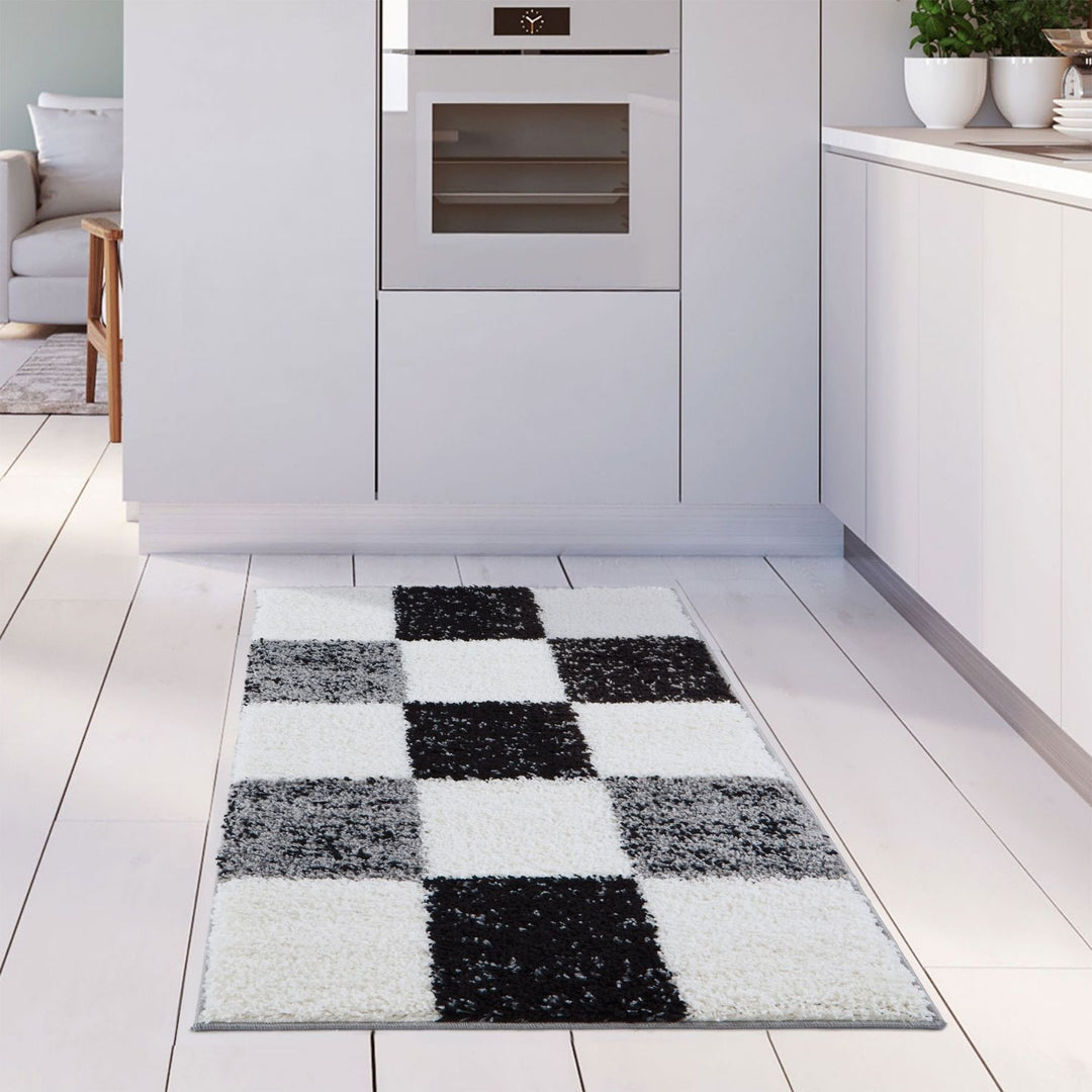 Geometric Design Thick Shaggy Area Rugs Grey