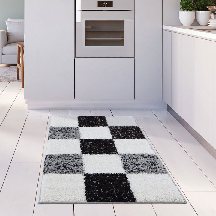 Geometric Design Thick Shaggy Area Rugs Grey