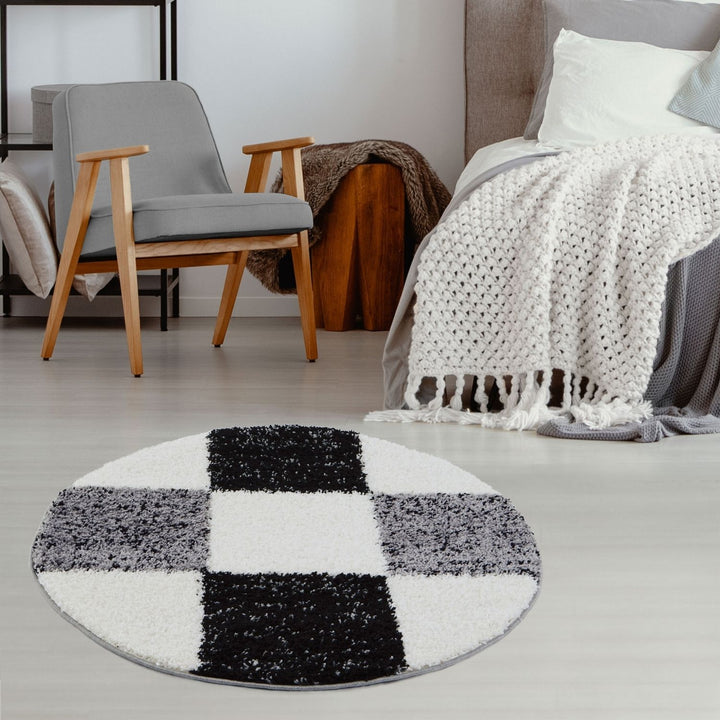 Geometric Design Thick Shaggy Area Rugs Grey