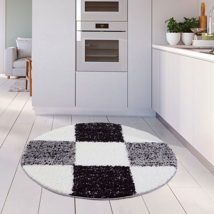 Geometric Design Thick Shaggy Area Rugs Grey