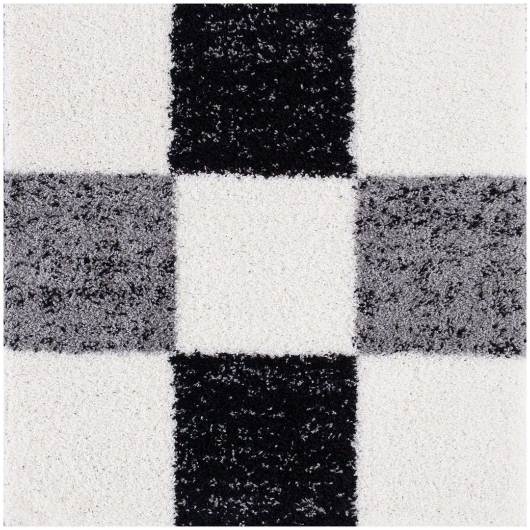 Geometric Design Thick Shaggy Area Rugs Grey