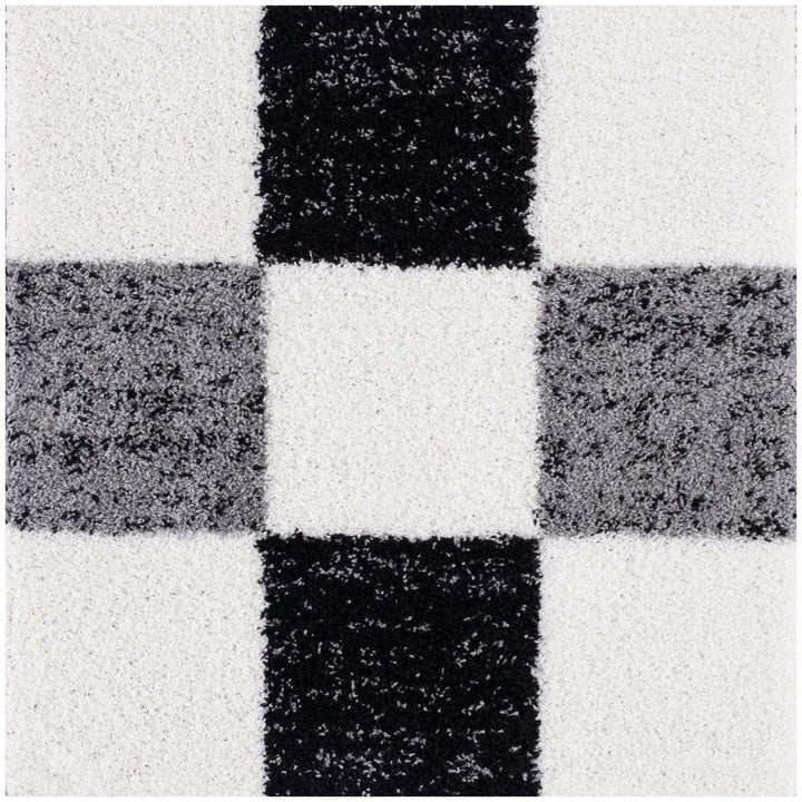 Geometric Design Thick Shaggy Area Rugs Grey