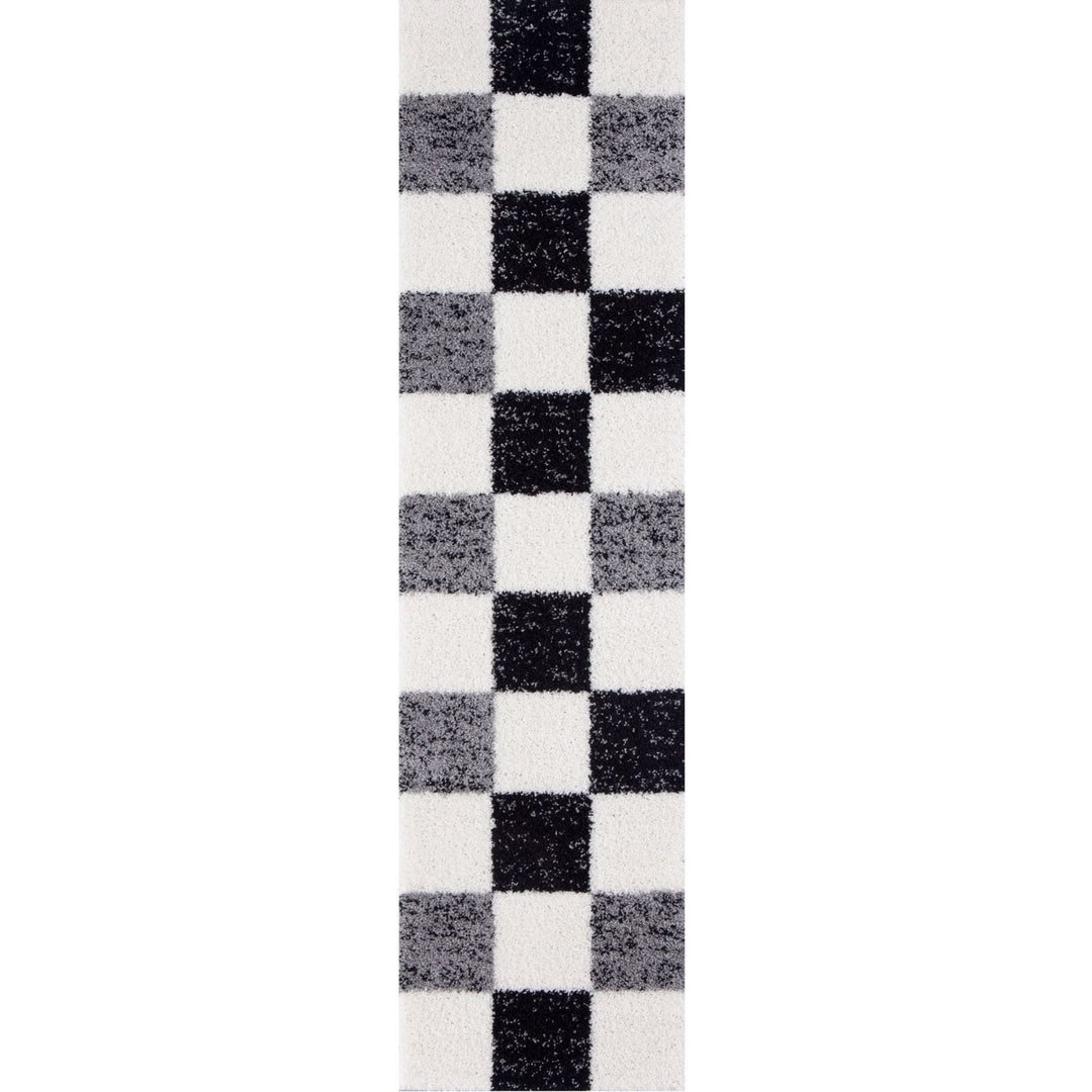 Geometric Design Thick Shaggy Area Rugs Grey