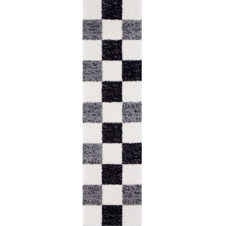 Geometric Design Thick Shaggy Area Rugs Grey