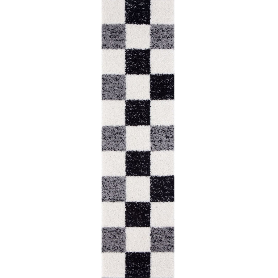 Geometric Design Thick Shaggy Area Rugs Grey