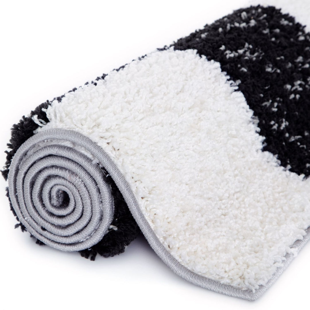 Geometric Design Thick Shaggy Area Rugs Grey