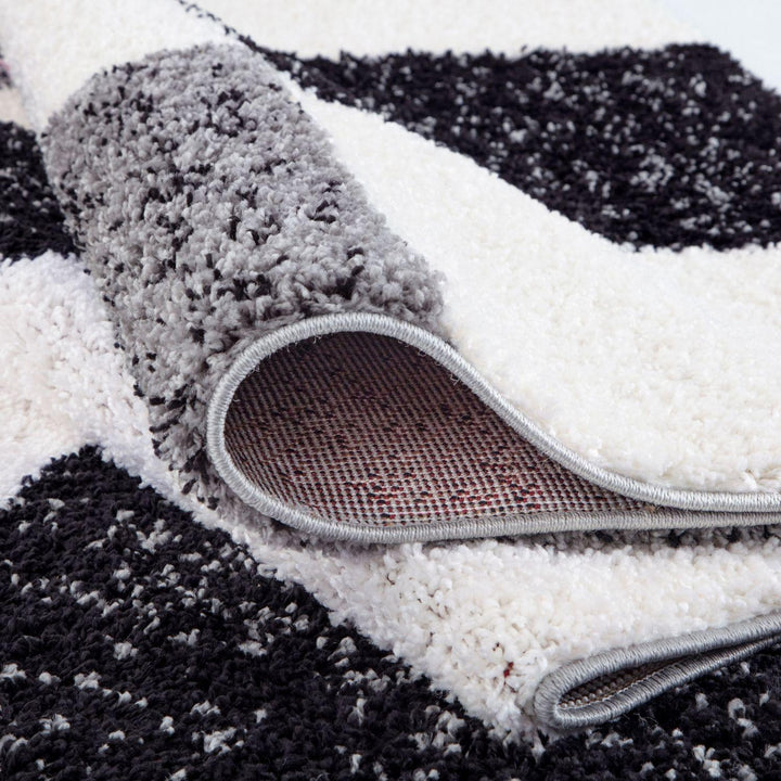Geometric Design Thick Shaggy Area Rugs Grey