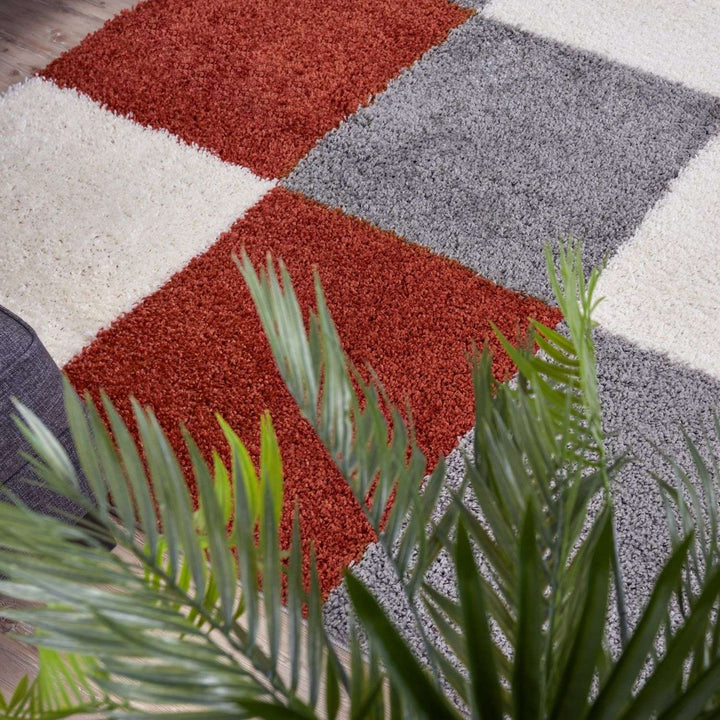 Geometric Design Thick Shaggy Area Rugs Terra