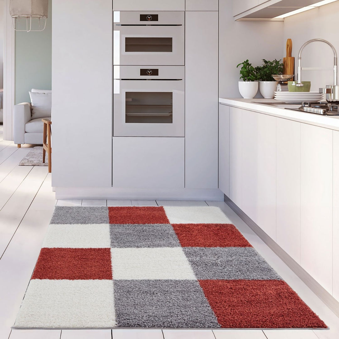 Geometric Design Thick Shaggy Area Rugs Terra