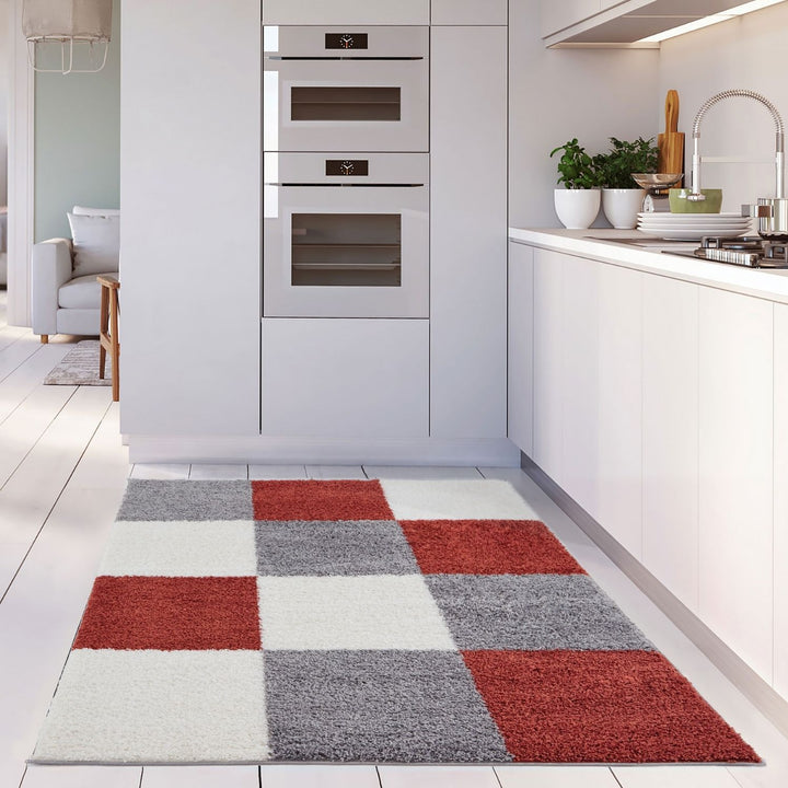 Geometric Design Thick Shaggy Area Rugs Terra