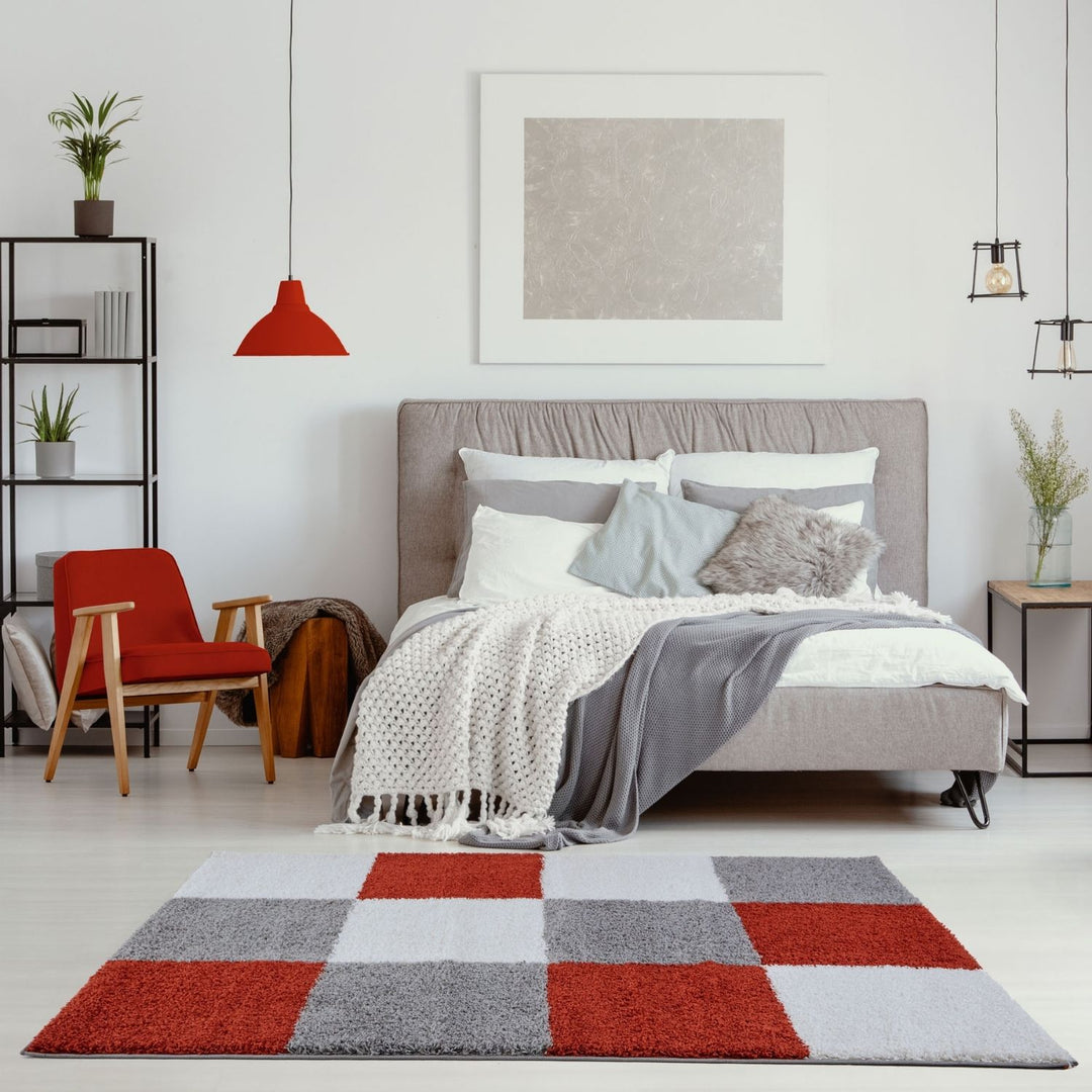 Geometric Design Thick Shaggy Area Rugs Terra