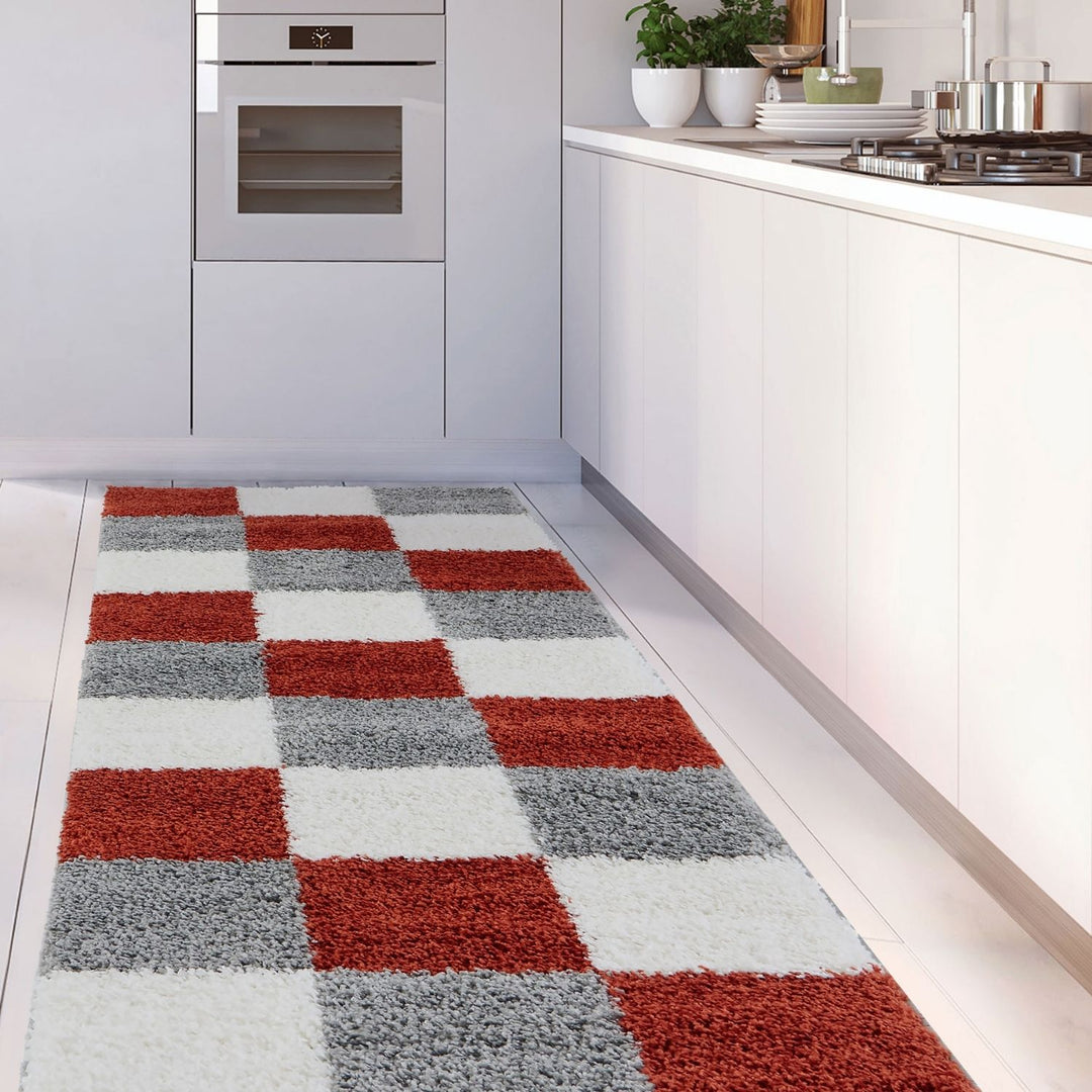 Geometric Design Thick Shaggy Area Rugs Terra